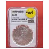 1992 Silver Eagle NGC Slab MS69