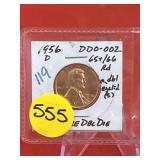 1956-D Wheat Penny D DO-002 Double Eye Lid