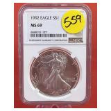 1992 Silver Eagle NGC Slab MS69