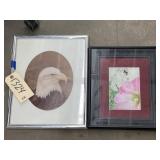 2 Pcs Framed Wall Art 12"x15" Eagle & Floral