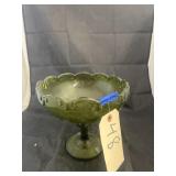 Green Glass Compote Dish