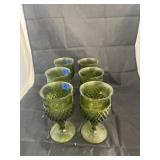 6 - Green Glass Goblets