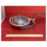Art Glass Swan Bowl
