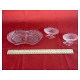 Cut Glass Salt Cellars & Serving Tray