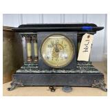 Plastic Mantle Clock w/Stone Movement & Key