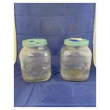 2 Large Glass Jars w/Lids