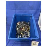 Cloth Bin w/Assorted Fashion Jewelry & More