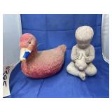 Stoneware Child & Duck Figures