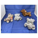 4 Pcs - Ty Beanie Babies - Weanie - Mel - Canyon