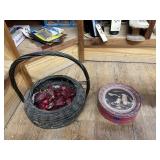 Wicker Basket - Rose Petals - Cookie Tin