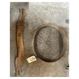 Wood Bar Sign 31"x3" & Antique Wooden Sieve