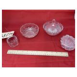 4 Pcs - Clear Glass Bowl - Mini Basket & More