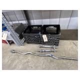 2 Milk Crates w/Assorted Billard Barbell Weights