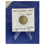 1884 Indian Head Penny 24K Gold Plated