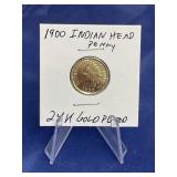 1900 Indian Head Penny 24K Gold Plated