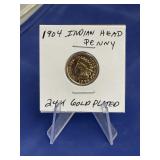 1904 Indian Head Penny 24K Gold Plated