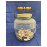 Handled Glass Jar w/Buttons