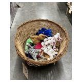 Wicker Basket w/Asst Ty Beanie Babies