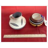 2 Pcs - Southwest Style Pottery Planter & Jug