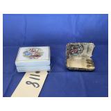 Porcelain Nesting Ash Trays in Box & Key Holder