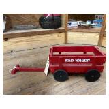 Wooden Red Wagon 12"x7"