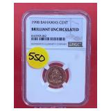 1999 Bahamas One Cent BU NGC