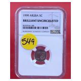 1999 Aruba 5 Cents BU NGC