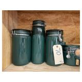 4 Pcs - Green Glass Canisters
