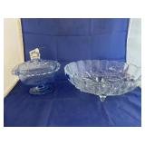 Clear Glass Footed Fruit Bowl & Candy Dish