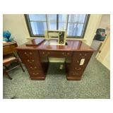 White Sewing Machine in Cabinet w/Contents