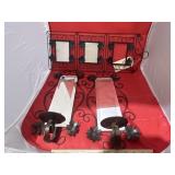2 - Mirrored Candle Stands & 3 Pc Pic Frames