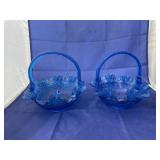 2 - Blue Baskets - 1 Hobnail & 1 Thumbprint