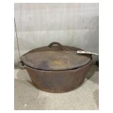 Cast Iron Pot w/Lid 11'Dia & Cast Iron Handle