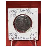 1845 Large Cent Rare Type Coin F15