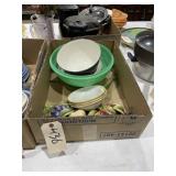 Enameled Mixing Bowl - 2 Porcelain Bowls