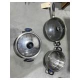 3 Pc - Cookware - Skillet w/Lid - Stainless Pots