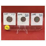 1920 PDS (3) Buffalo Nickels Rare Early Date Year