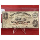 1863 State of Alabama Civil War Era Fractional Twe