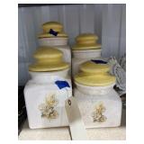 4 - Porcelain Canisters w/Lids