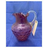 Fenton Cranberry Pitcher w/Coin Dot Pattern