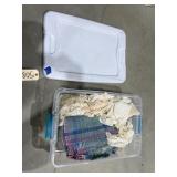 Doilies - Place Mats - Fabric in Plastic Bin w/Lid