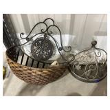 Metal/Wicker Wall Pocket - Metal Wall Shelf 12'