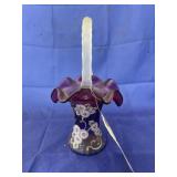 Fenton Purple Handpainted Glass Basket