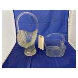 Clear Glass Daisy & Button Basket & Basket