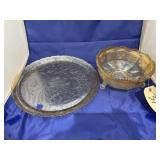 Amber Cake Plate & Amber Footed Dish