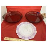 2 - Pyrex Purple Glass Pie Plates & Plate