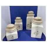 4 - Porcelain Canisters w/Lids