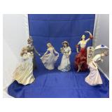 6 Pcs - Large Porcelain Figurines