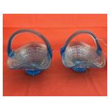 2 - Blue Glass Baskets