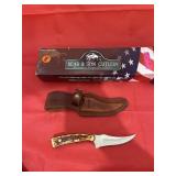 Bear & Son straight blade knife w/sheath Sharp Fin
